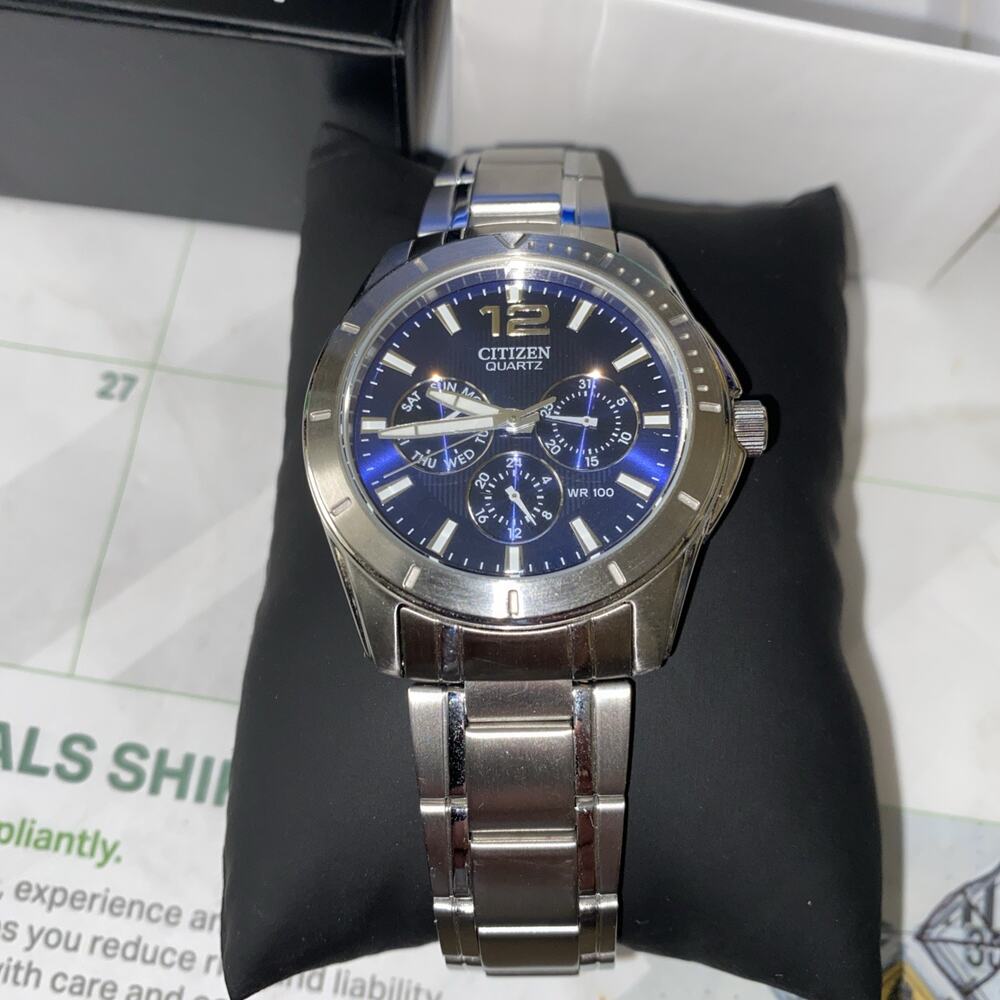 Citizen Quartz Blue Dial Stainless Steel Men's Watch AG8300-52L